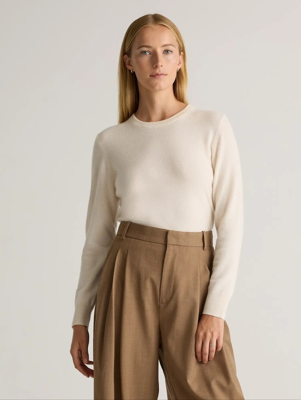 QUINCE Mongolian Cashmere Crewneck Sweater Ivory Size XL